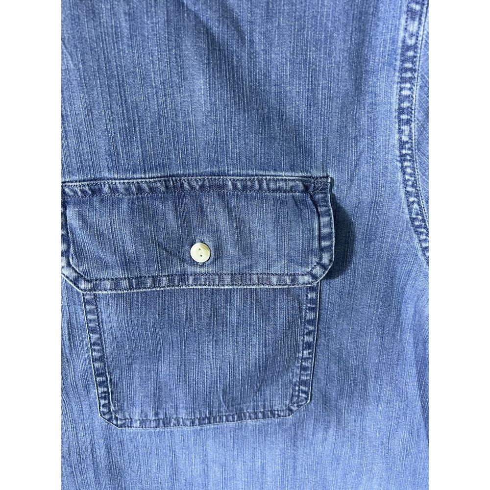 True Nation Mens 3XL Blue Cotton Chambray Short Sleeve Button Down Shirt Pockets